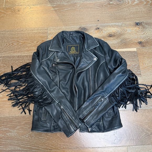 STS Ranchwear Jackets & Blazers - STS Black Leather Jacket with Fringe